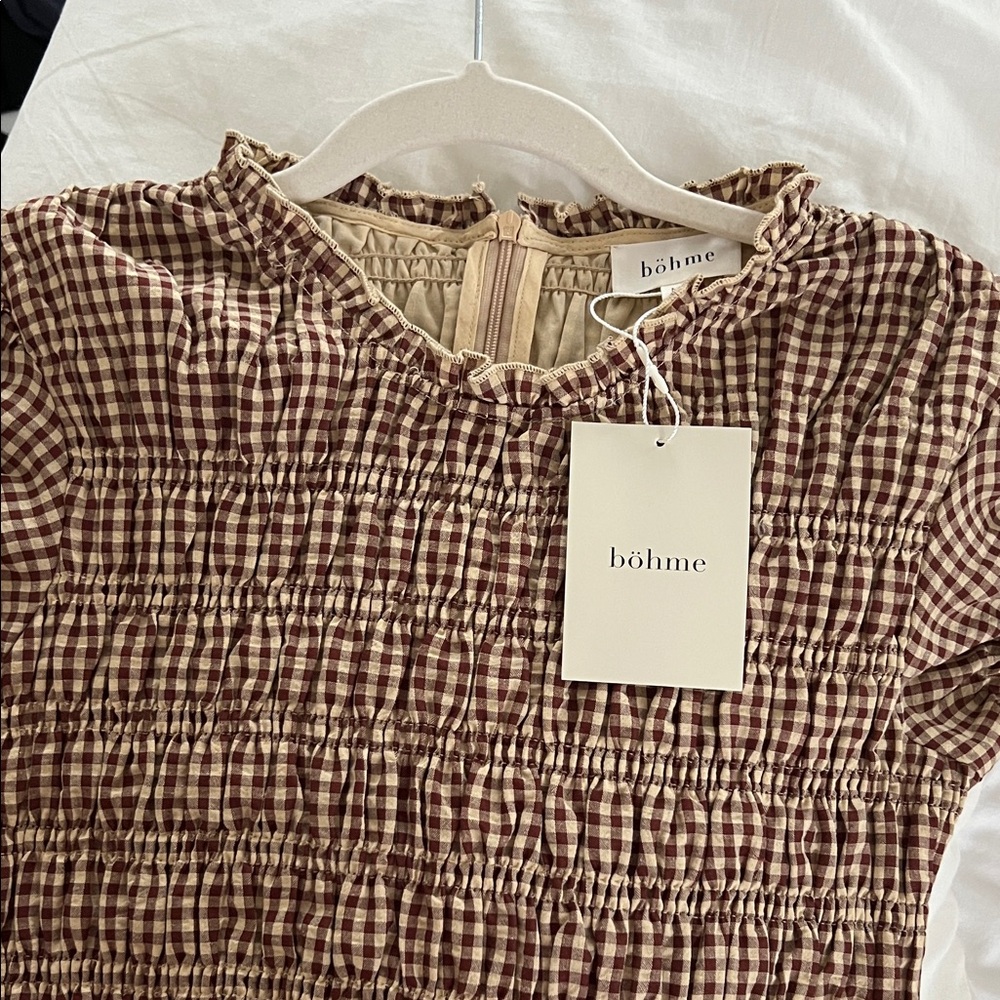 Bohme Opal Gingham Maxi Dress in Brown - Picture 4 of 6